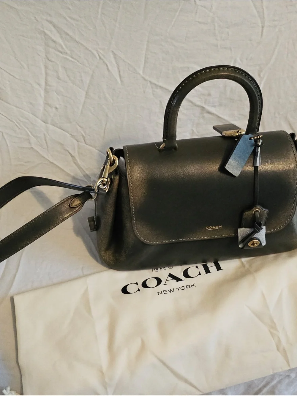 New Coach Slouchy Rogue in Green loved leather Satchel bag